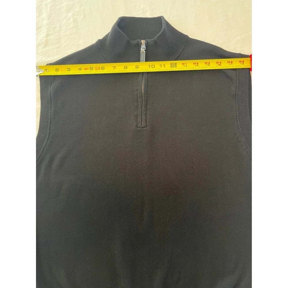 Tour Play Mens Sweater Vest Quarter Zip Sleeveless Knit Mock Neck‎ Black Large